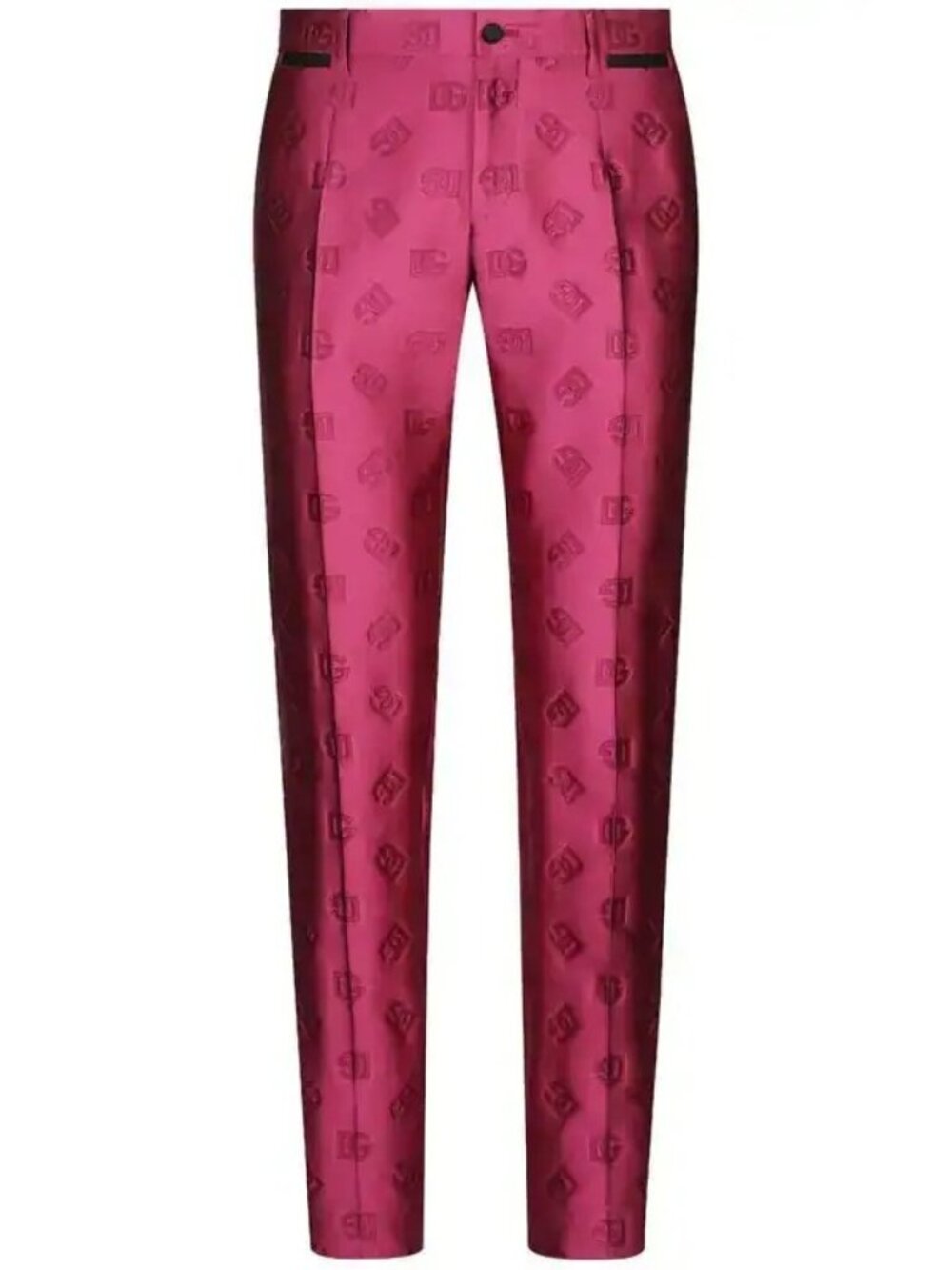 NWT $1595 Dolce & Gabbana Monogram Jacquard Tailored Trousers Hot Pink Sze 16